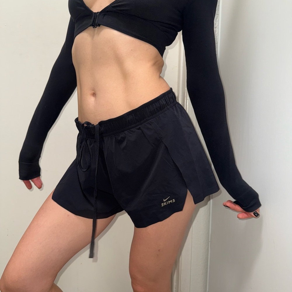 Skims x Nike Black Athletic Shorts with Drawstring Waist